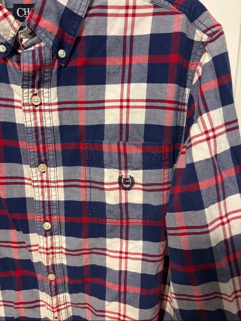 Chaps Classic Fit Plaid Oxford Shirt - Picture 3 of 7